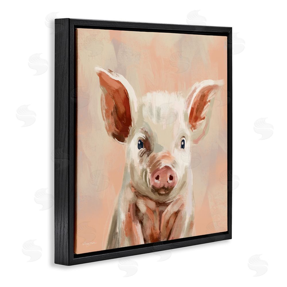 Molly Mattin Traditional Piglet Painting Black Floating Frame Canvas Wall Art Print