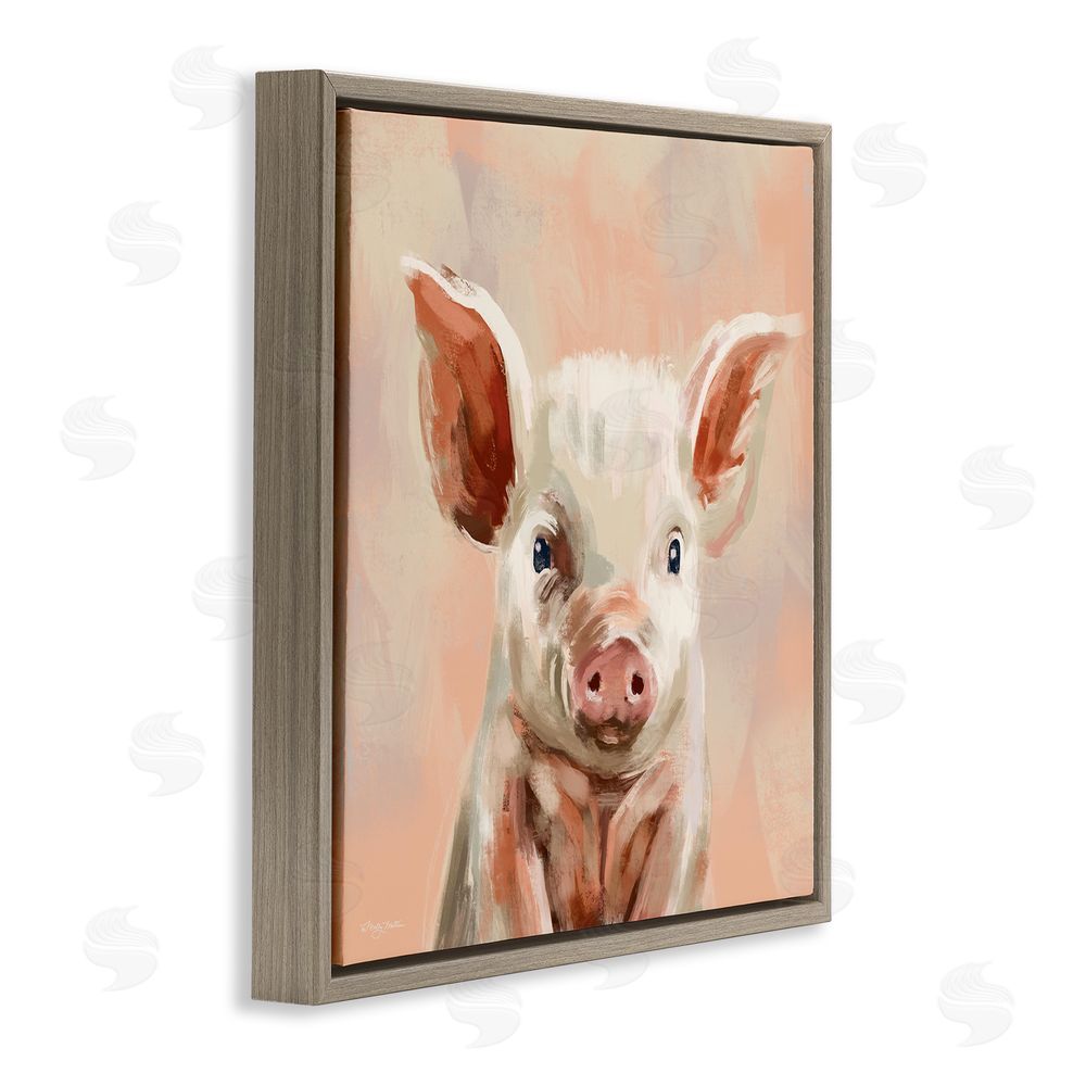 Molly Mattin Traditional Piglet Painting Brown Floating Frame Canvas Wall Art Print