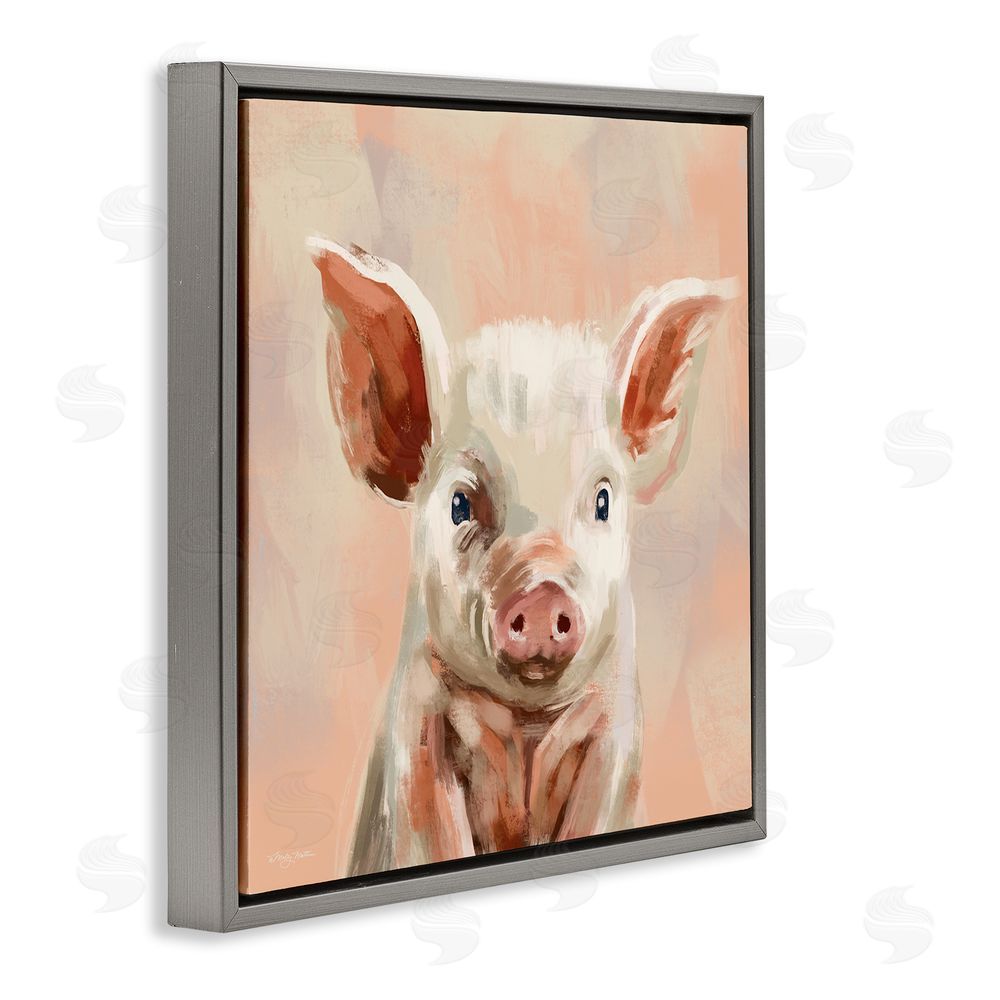 Molly Mattin Traditional Piglet Painting Gray Floating Frame Canvas Wall Art Print