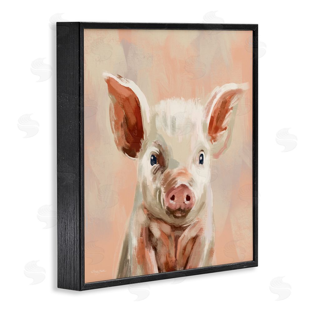 Molly Mattin Traditional Piglet Painting Black Framed Glicee Wall Art Print