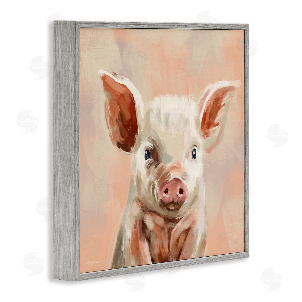 Molly Mattin Traditional Piglet Painting Gray Framed Glicee Wall Art Print