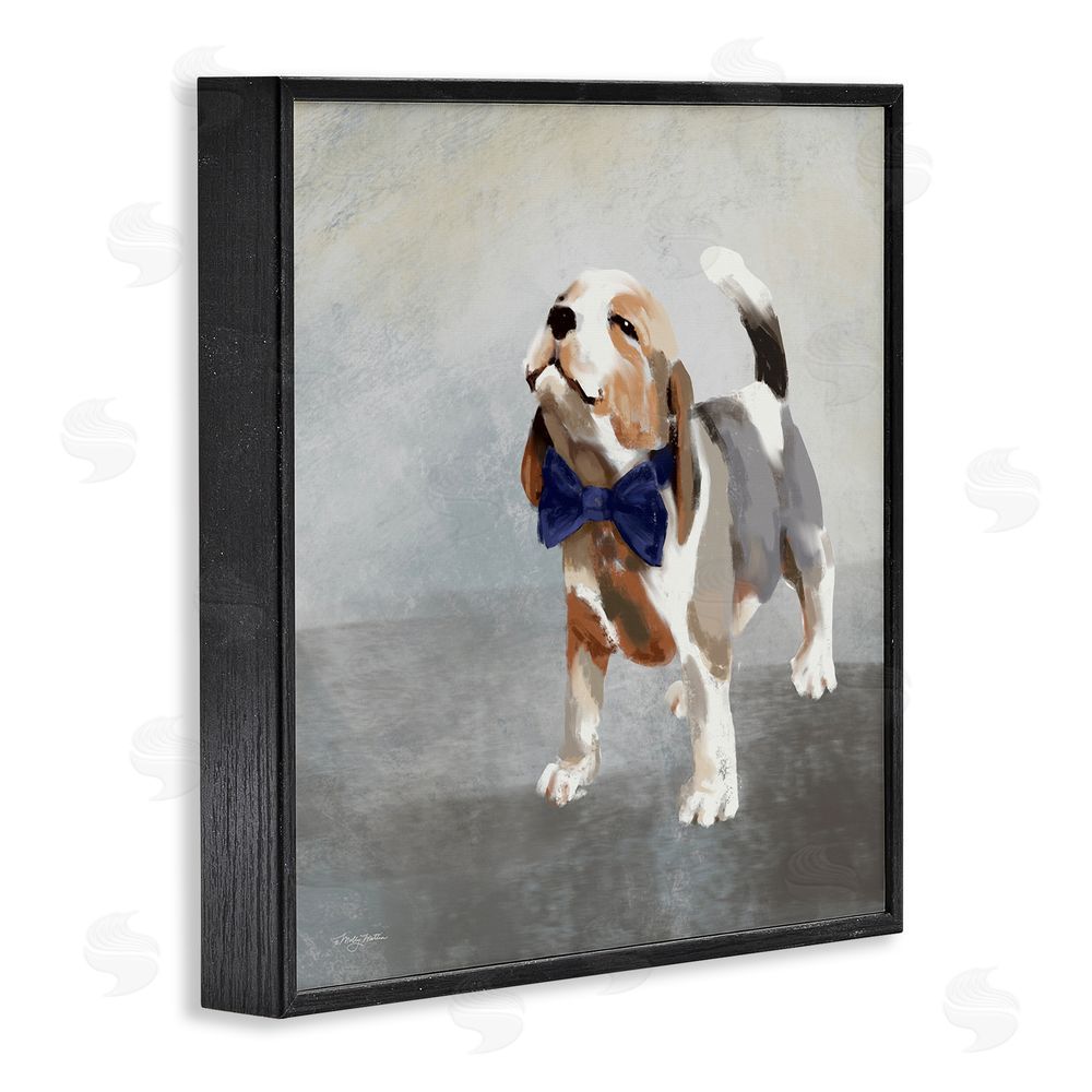 Molly Mattin Happy Beagle in Bowtie Black Framed Glicee Wall Art Print