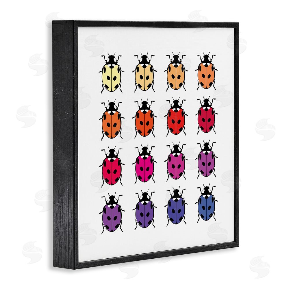 Martina Pavlova Rainbow Ladybugs Pattern Black Framed Glicee Wall Art Print