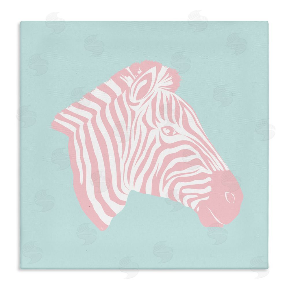 Martina Pavlova Pastel Zebra Portrait Stretched Canvas Wall Art Print