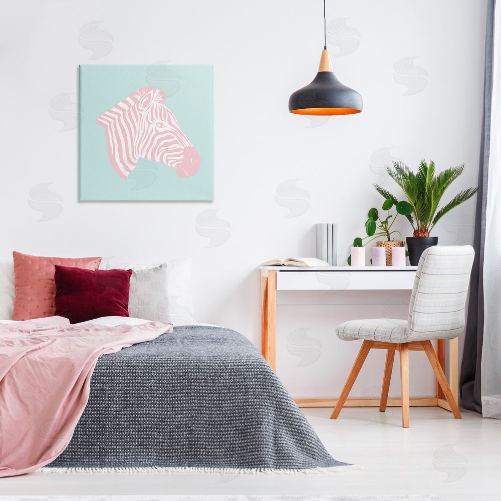 Martina Pavlova Pastel Zebra Portrait Canvas Wall Art in Room