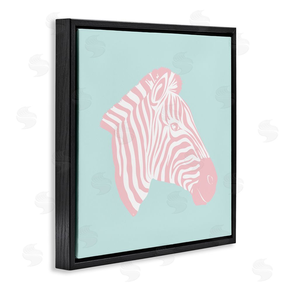 Martina Pavlova Pastel Zebra Portrait Black Floating Frame Canvas Wall Art Print