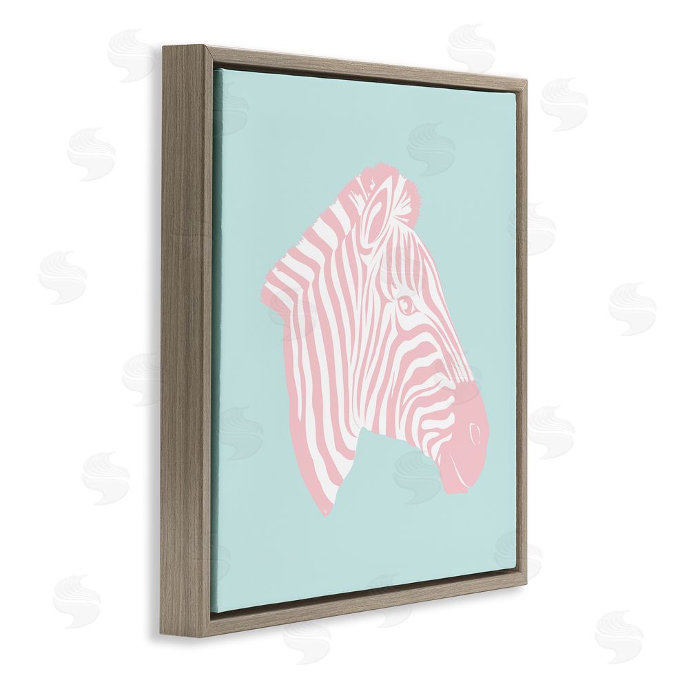 Martina Pavlova Pastel Zebra Portrait Brown Floating Frame Canvas Wall Art Print