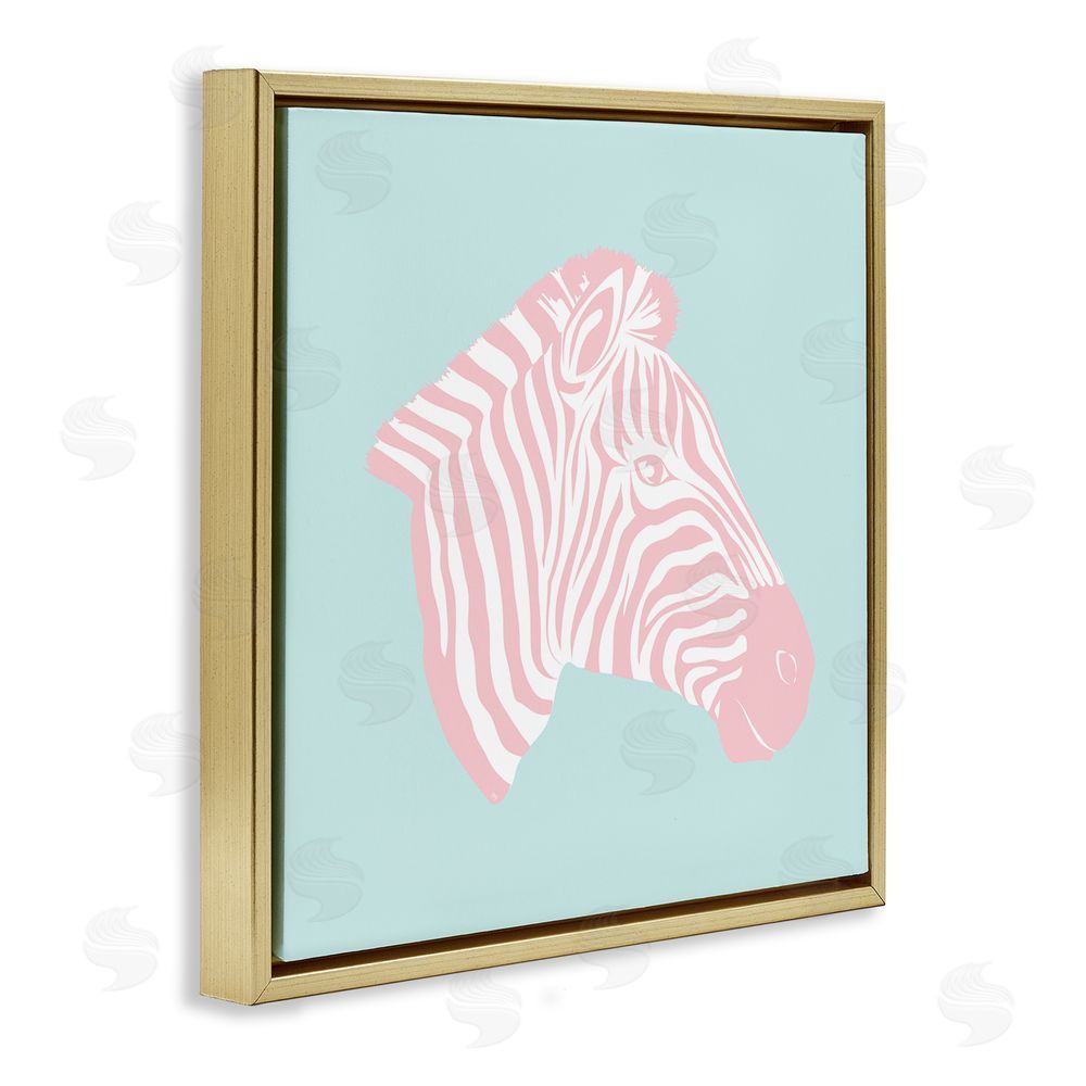 Martina Pavlova Pastel Zebra Portrait Gold Floating Frame Canvas Wall Art Print