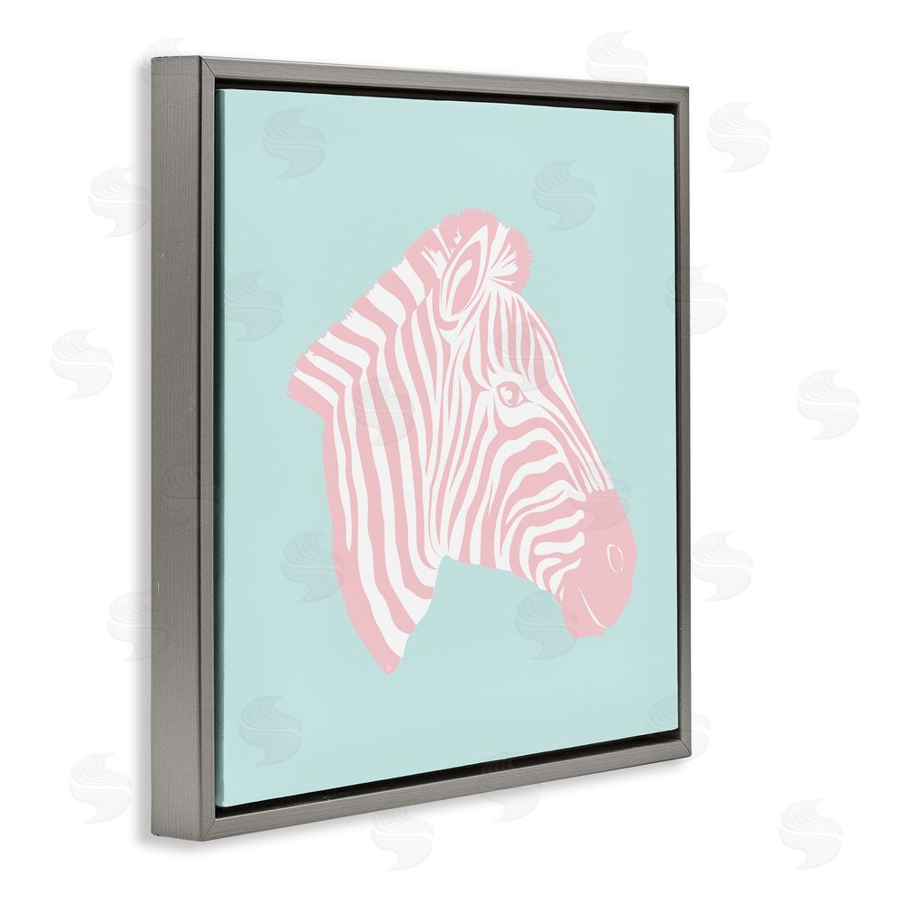 Martina Pavlova Pastel Zebra Portrait Gray Floating Frame Canvas Wall Art Print