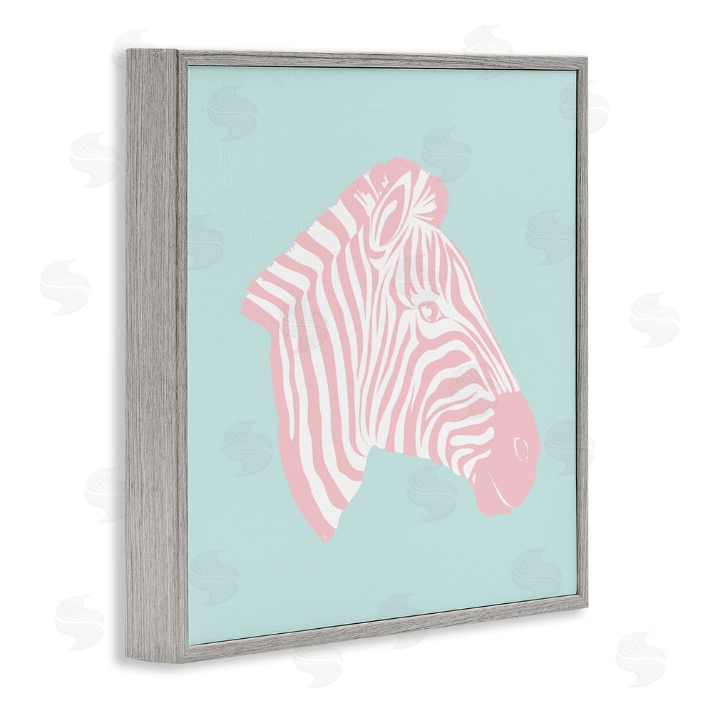 Martina Pavlova Pastel Zebra Portrait Gray Framed Glicee Wall Art Print