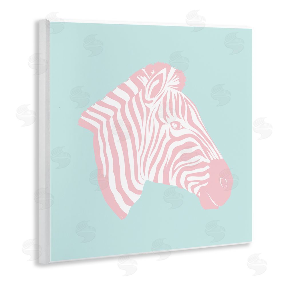 Martina Pavlova Pastel Zebra Portrait Wooden Wall Plaque Art Print