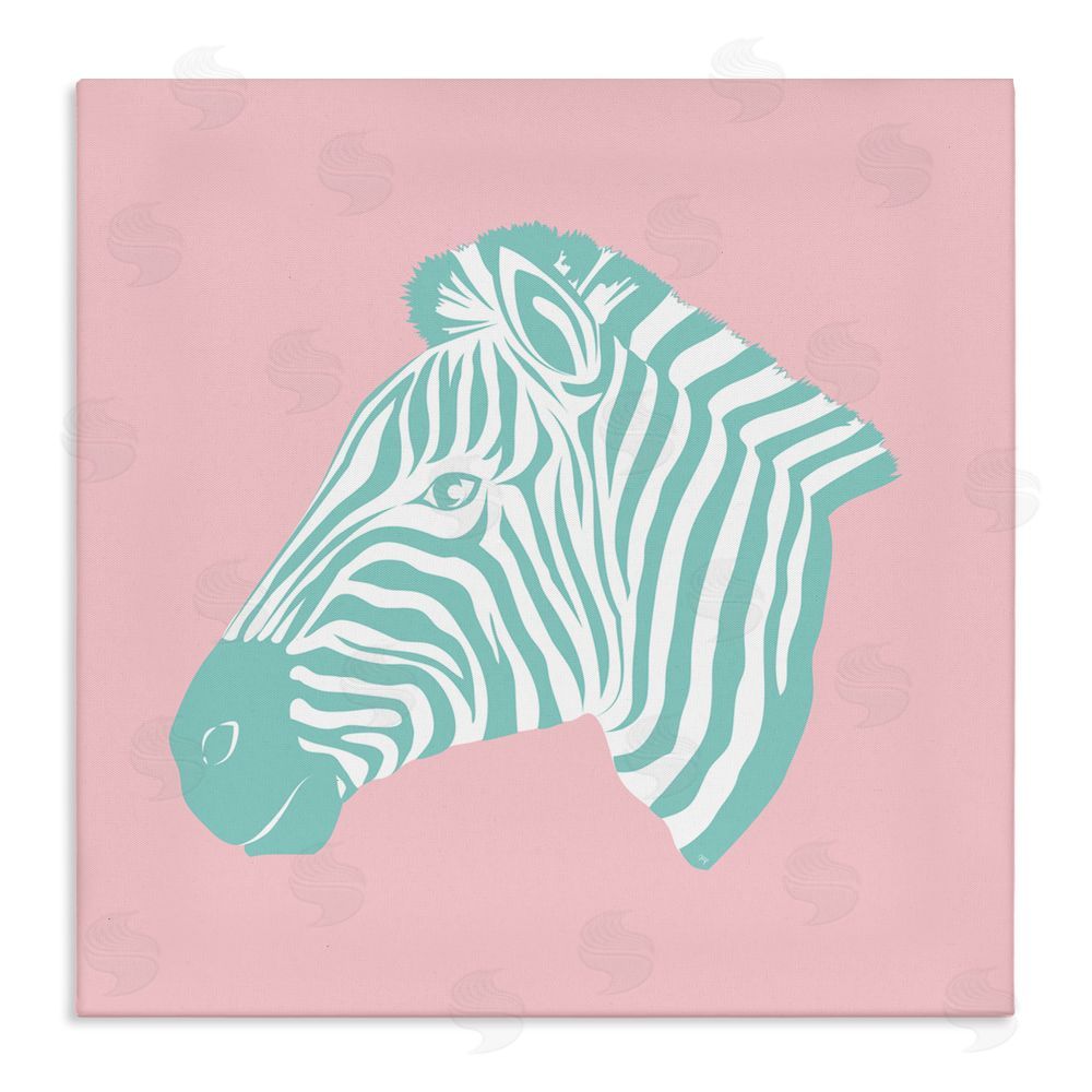 Martina Pavlova Pink & Blue Zebra Stretched Canvas Wall Art Print