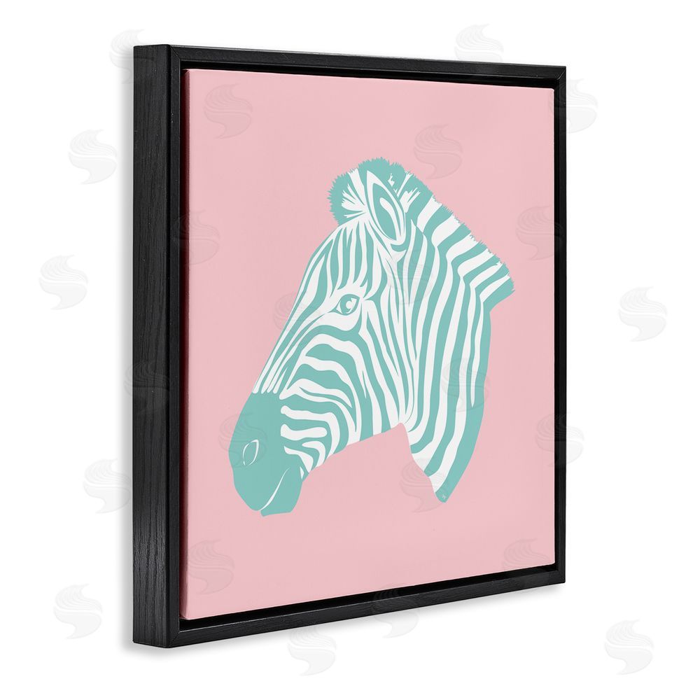 Martina Pavlova Pink & Blue Zebra Black Floating Frame Canvas Wall Art Print