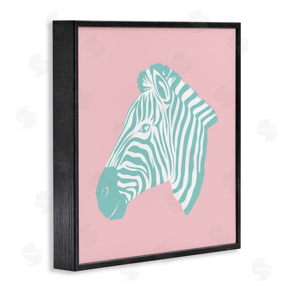 Martina Pavlova Pink & Blue Zebra Black Framed Glicee Wall Art Print