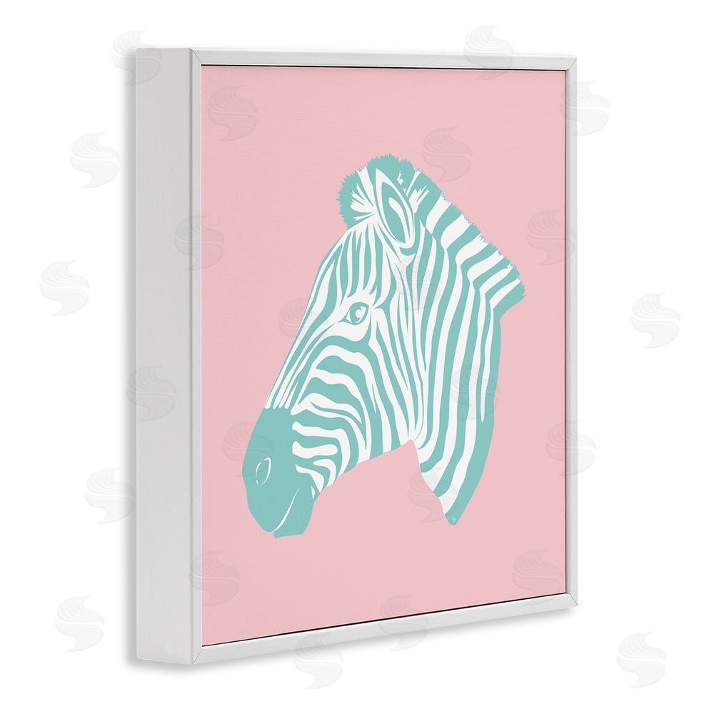 Martina Pavlova Pink & Blue Zebra White Framed Glicee Wall Art Print