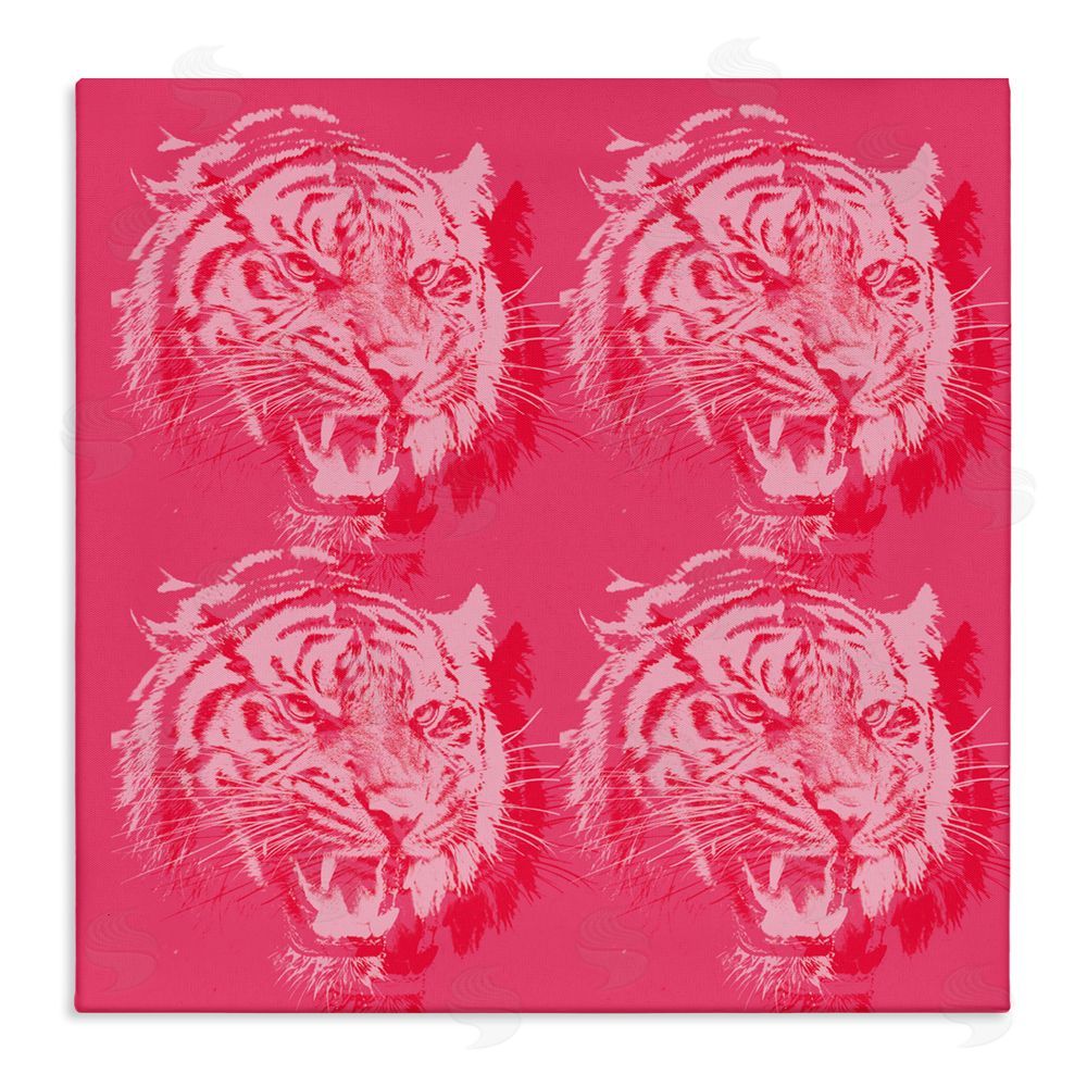 Stupell Studio Pink Roaring Tigers Stretched Canvas Wall Art Print