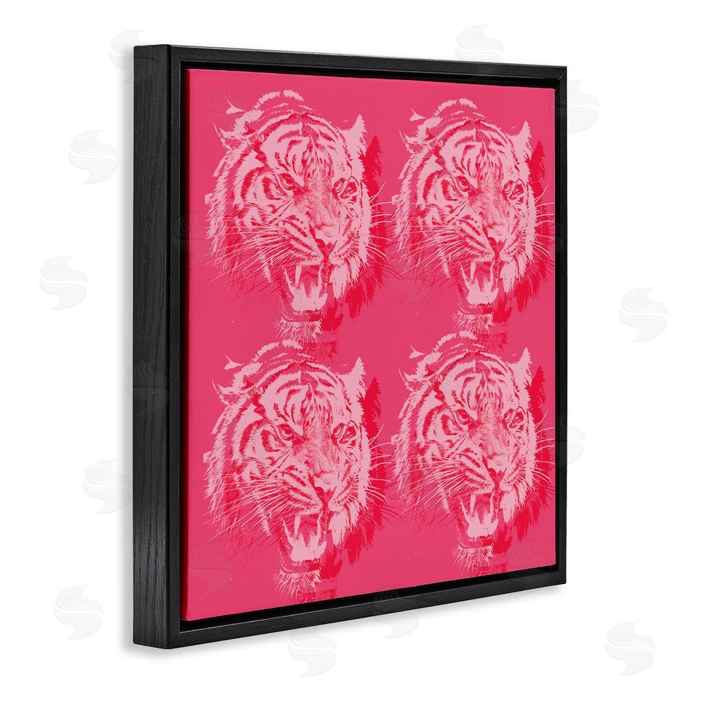 Stupell Studio Pink Roaring Tigers Black Floating Frame Canvas Wall Art Print