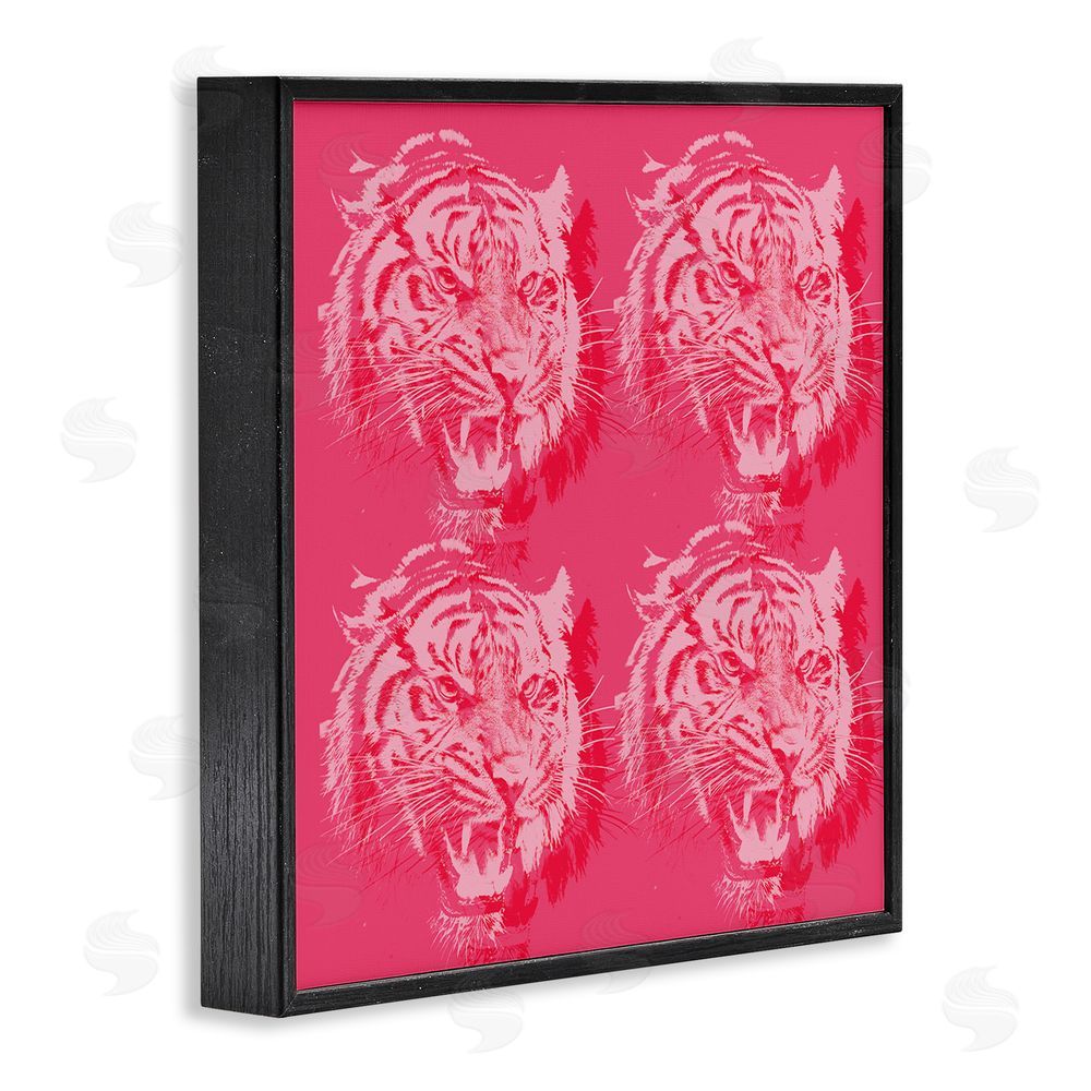 Stupell Studio Pink Roaring Tigers Black Framed Glicee Wall Art Print