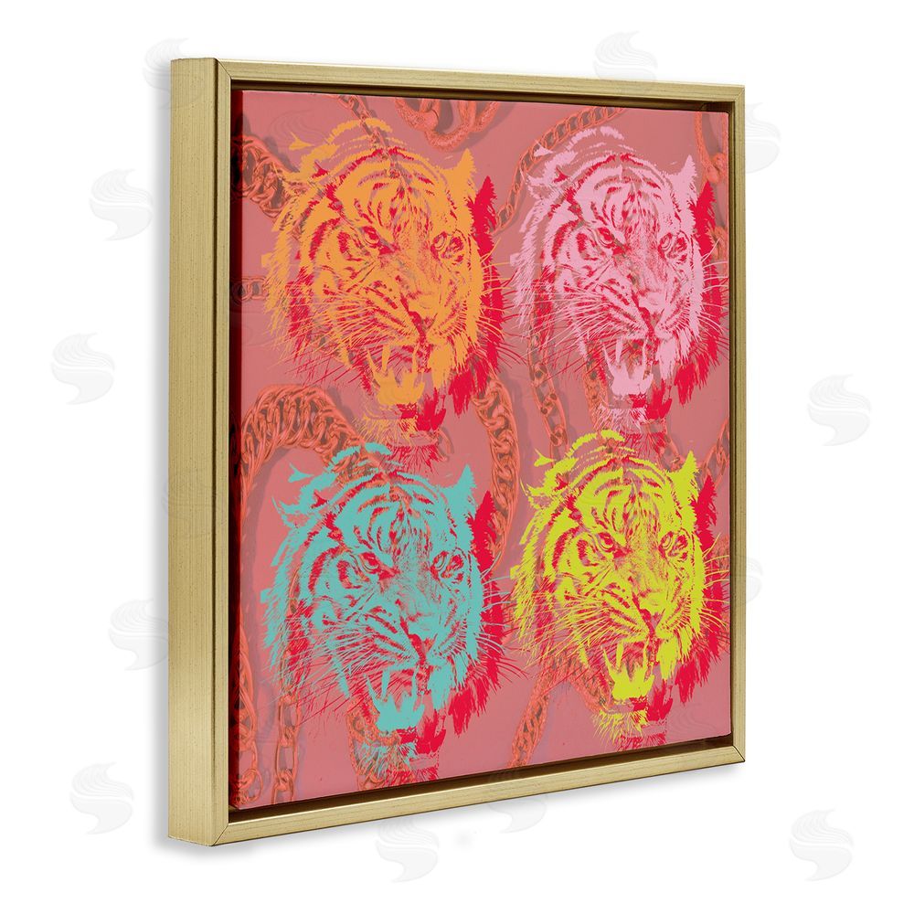 Stupell Studio Bold Abstract Tigers Gold Floating Frame Canvas Wall Art Print
