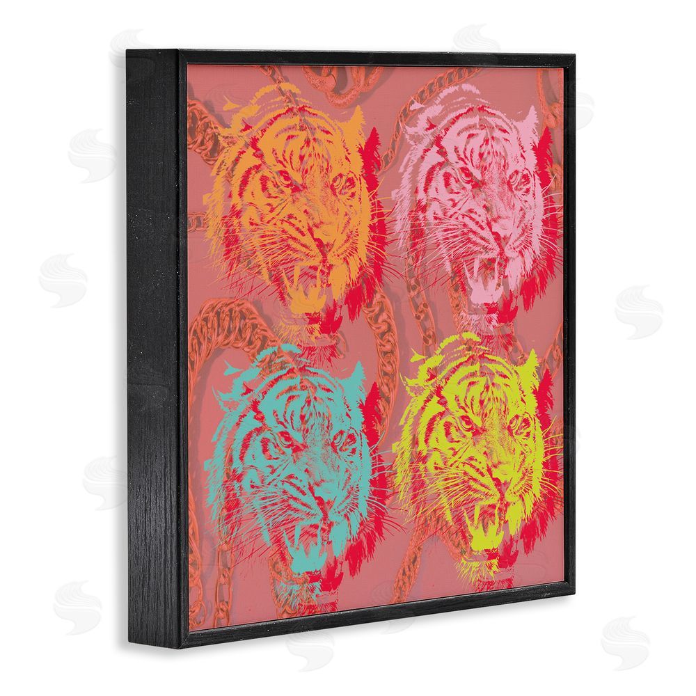 Stupell Studio Bold Abstract Tigers Black Framed Glicee Wall Art Print