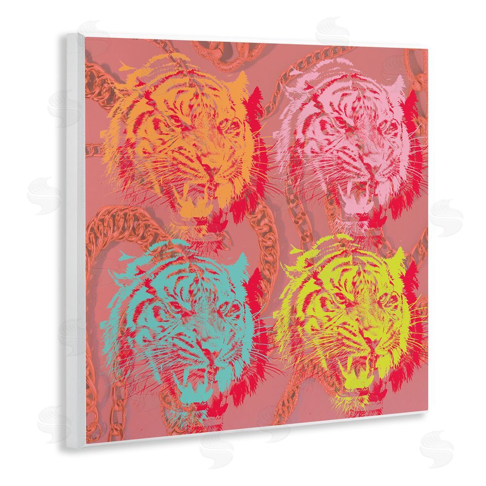 Stupell Studio Bold Abstract Tigers Wooden Wall Plaque Art Print