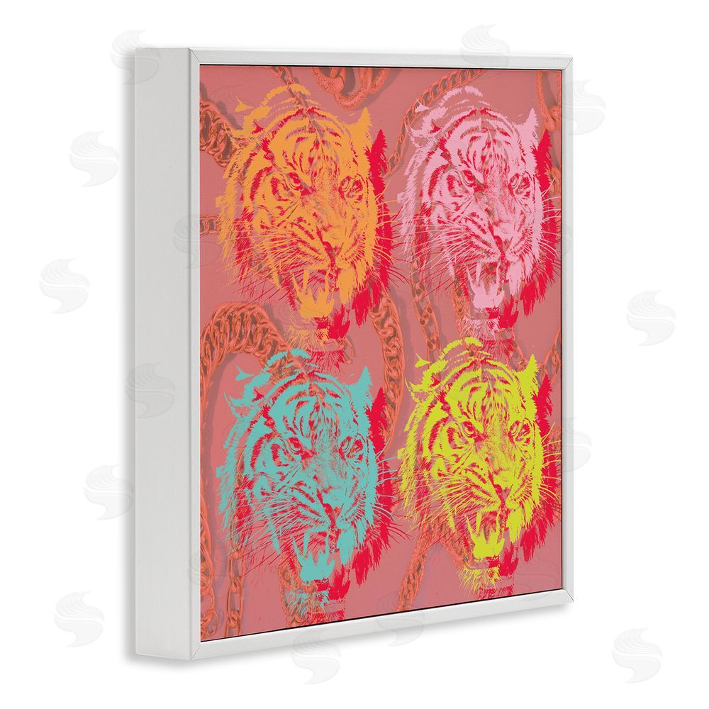 Stupell Studio Bold Abstract Tigers White Framed Glicee Wall Art Print