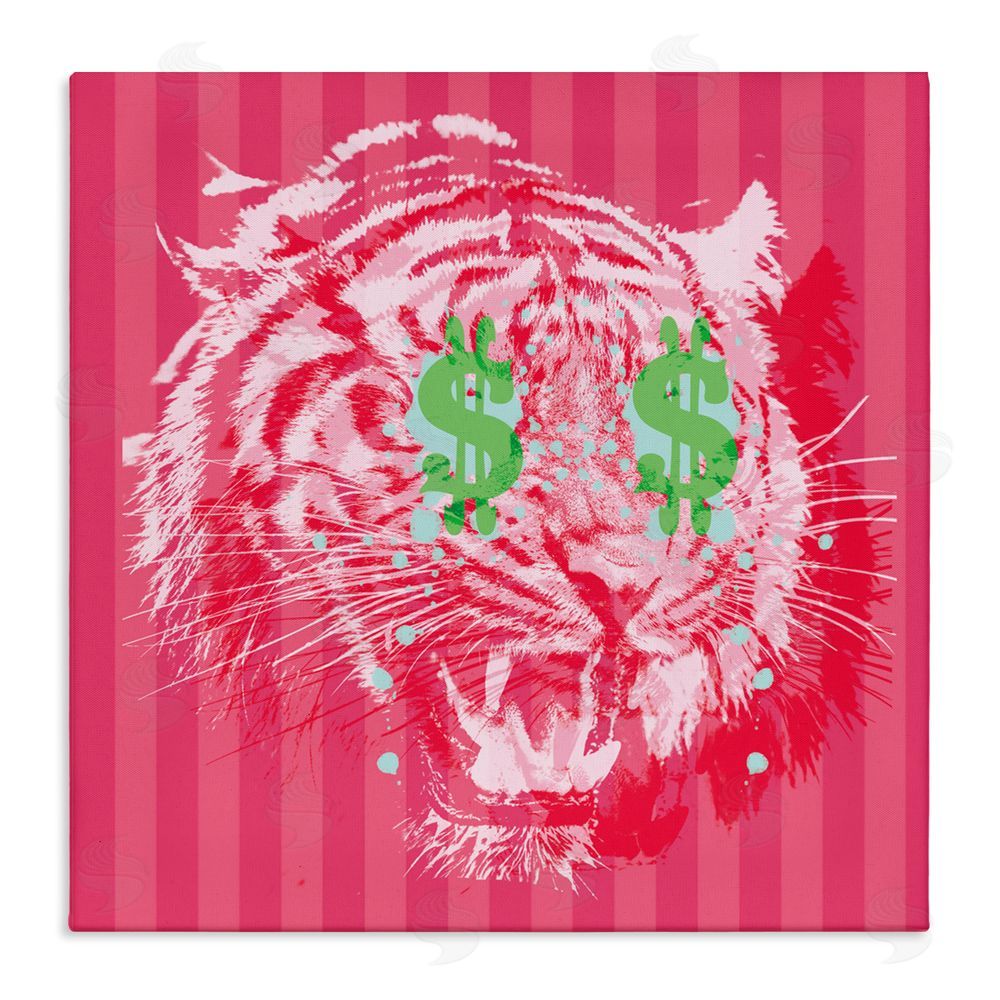Stupell Studio Tiger with Dollar Symbol Stretched Canvas Wall Art Print