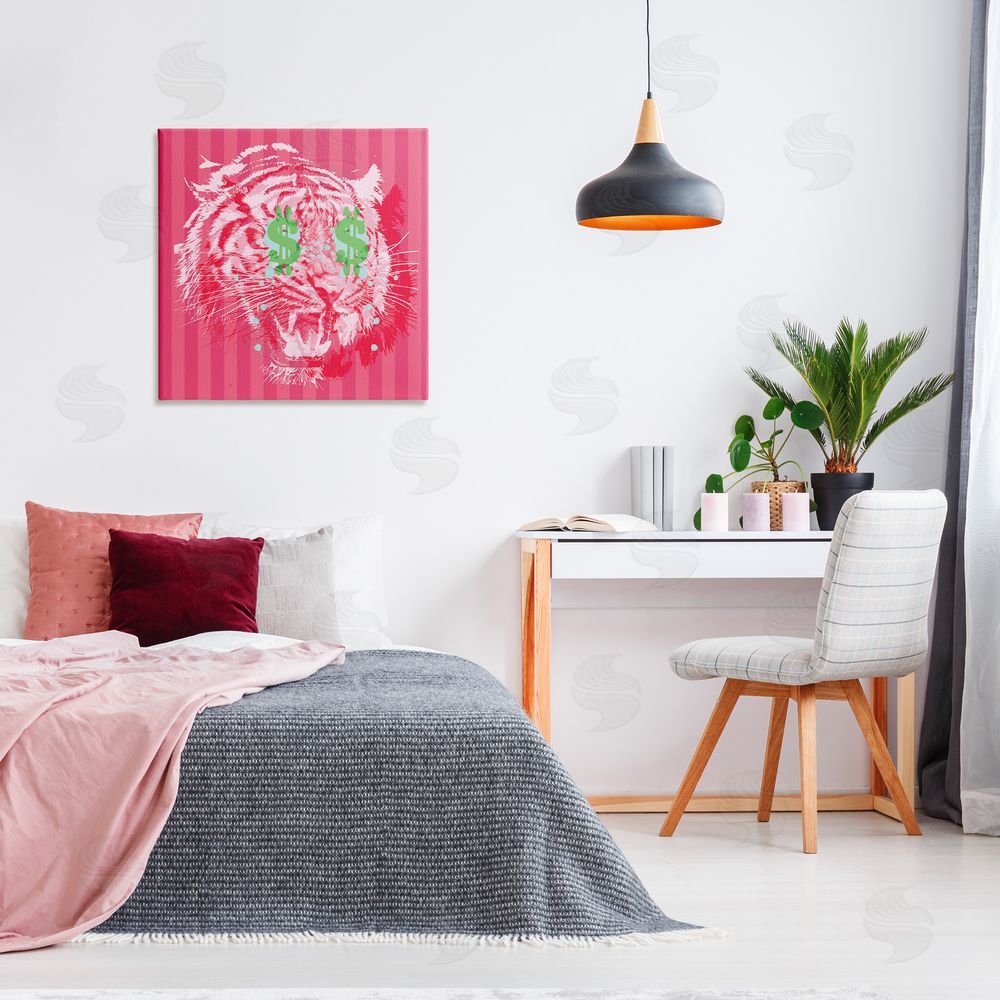 Stupell Studio Tiger with Dollar Symbol Canvas Wall Art in Room