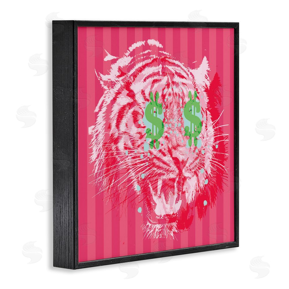 Stupell Studio Tiger with Dollar Symbol Black Framed Glicee Wall Art Print