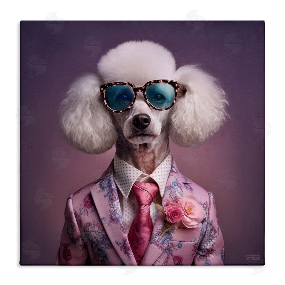 RB Poodle in Sleek Suit Stretched Canvas Wall Art Print