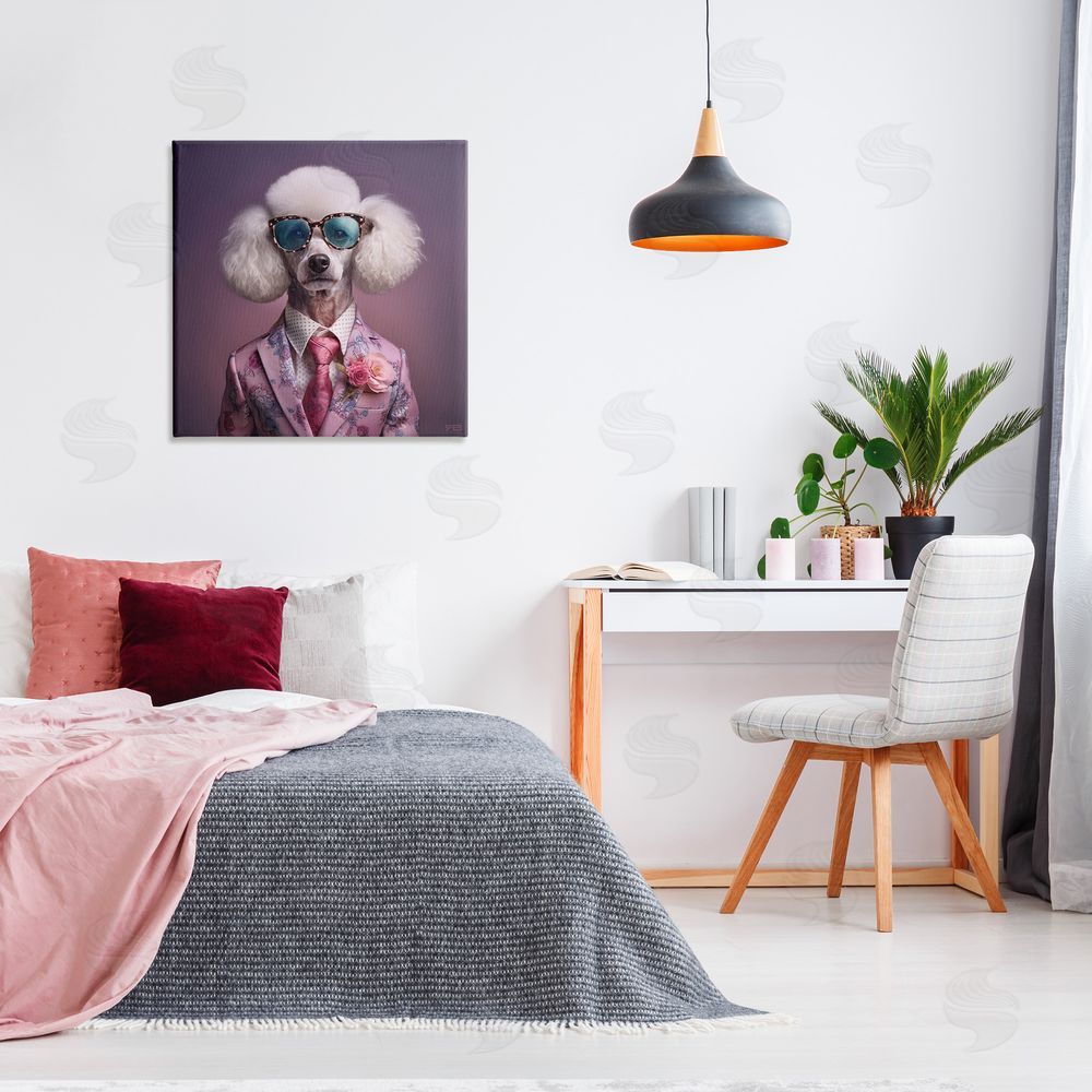 RB Poodle in Sleek Suit Canvas Wall Art in Room