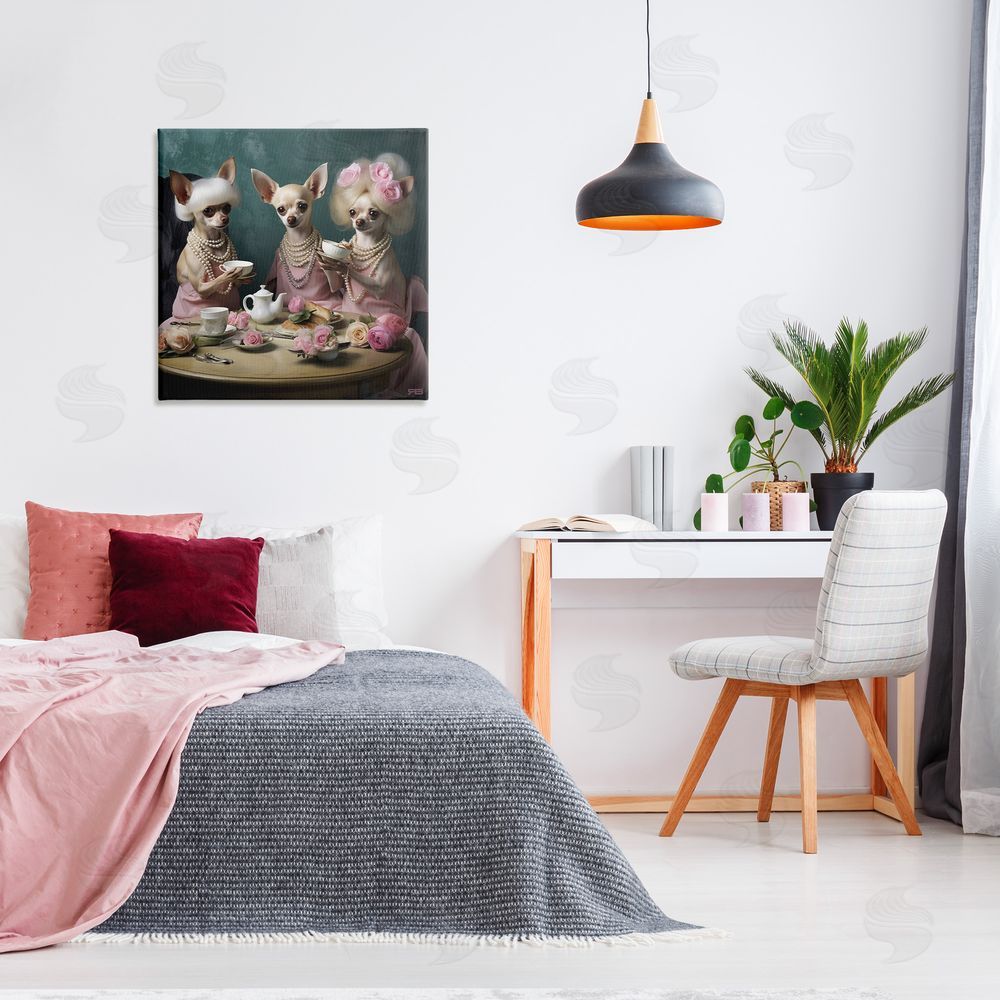 RB Chihuahua Tea Party Canvas Wall Art in Room