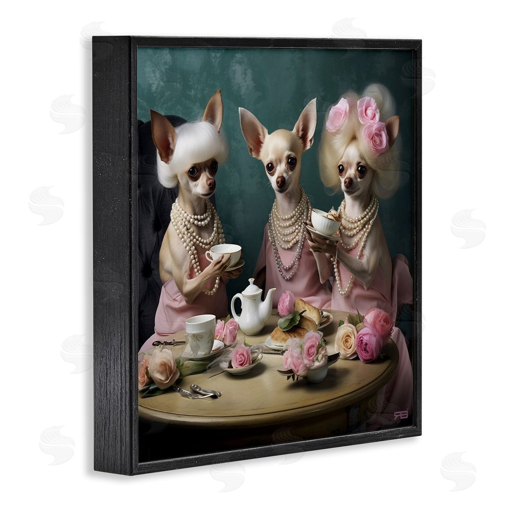 RB Chihuahua Tea Party Black Framed Glicee Wall Art Print
