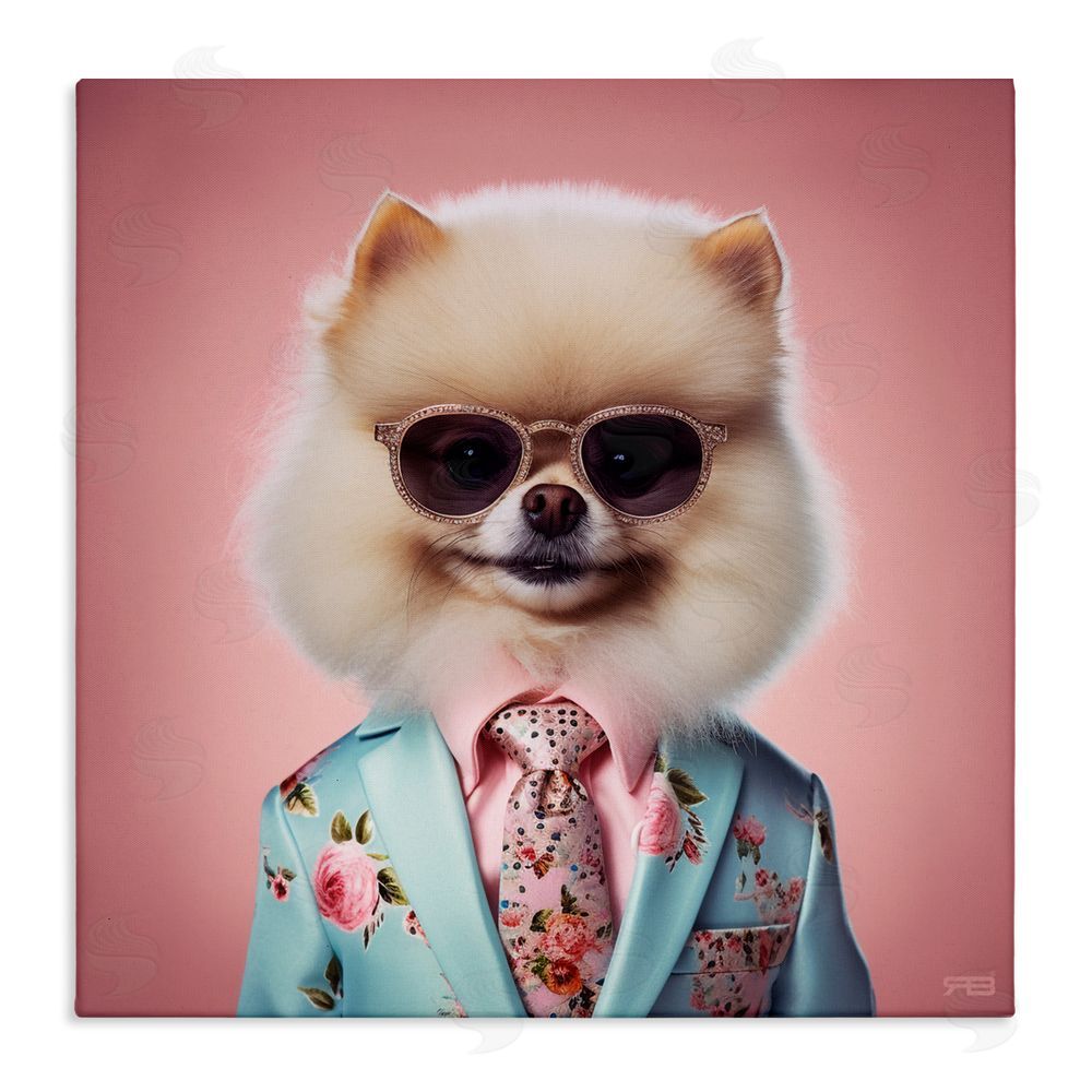RB Dog in Chic Suit Stretched Canvas Wall Art Print