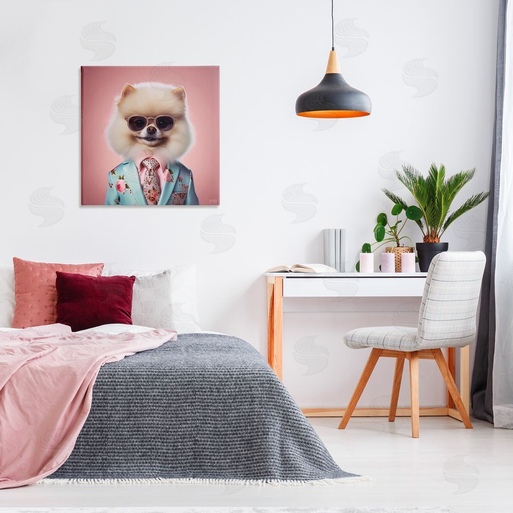 RB Dog in Chic Suit Canvas Wall Art in Room