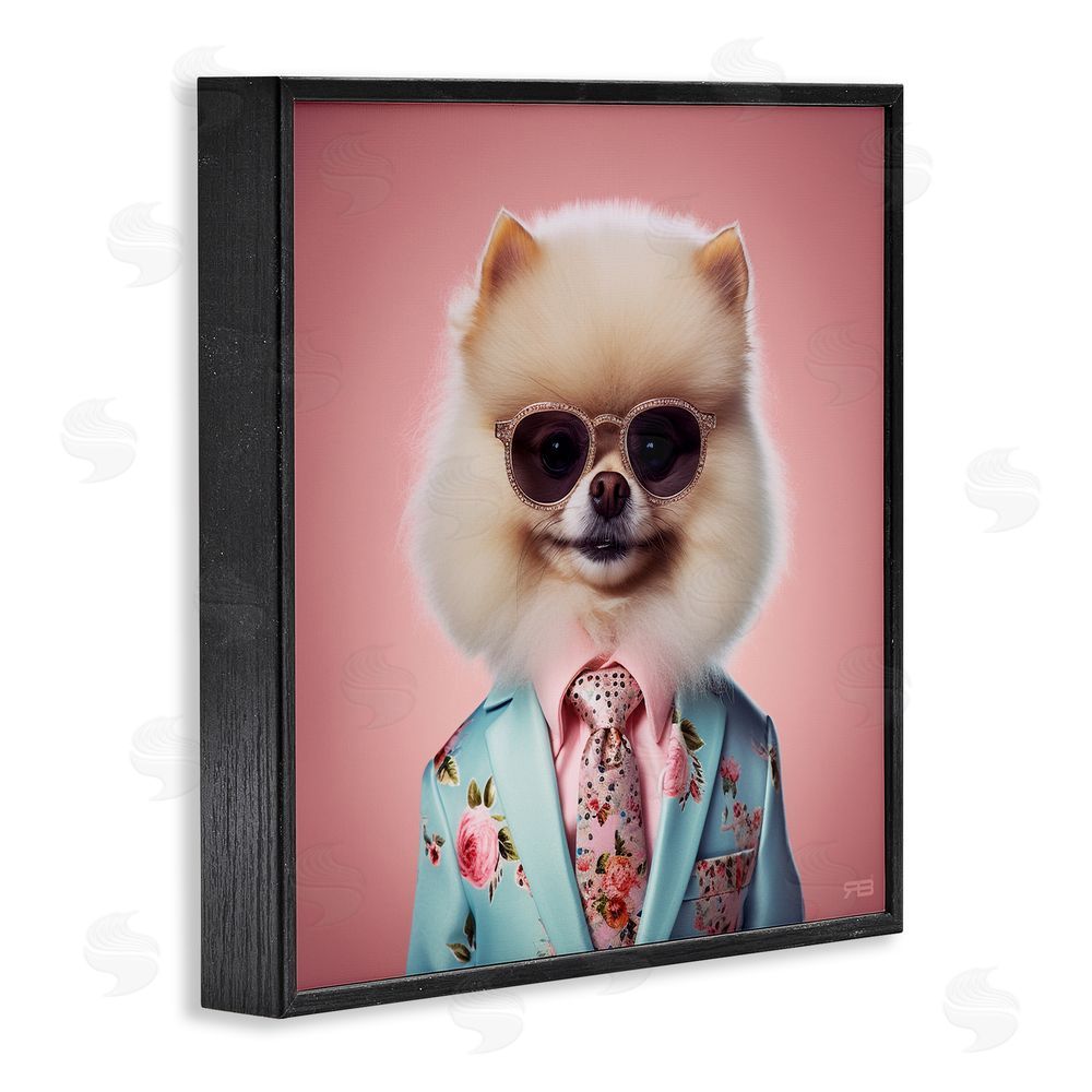 RB Dog in Chic Suit Black Framed Glicee Wall Art Print