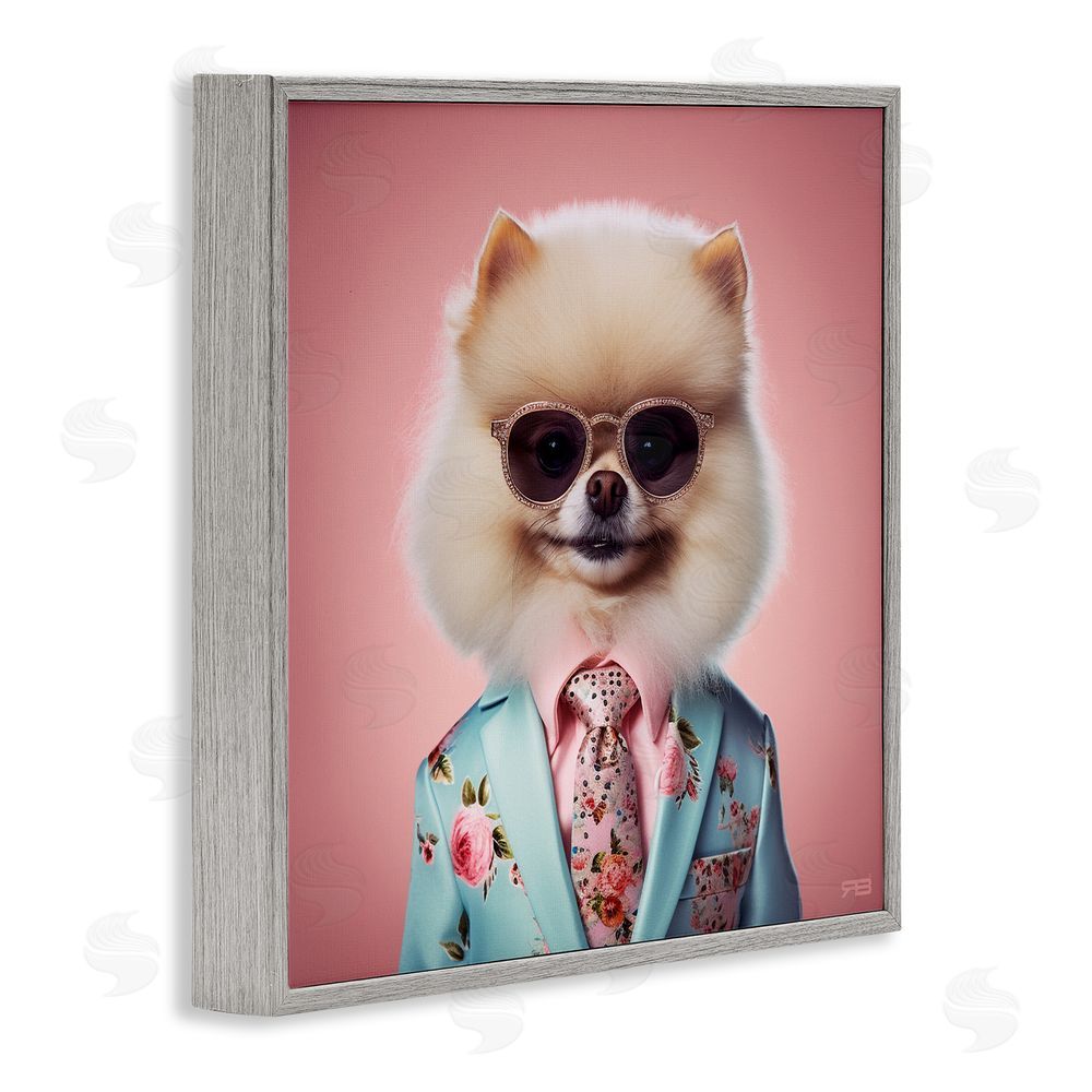 RB Dog in Chic Suit Gray Framed Glicee Wall Art Print