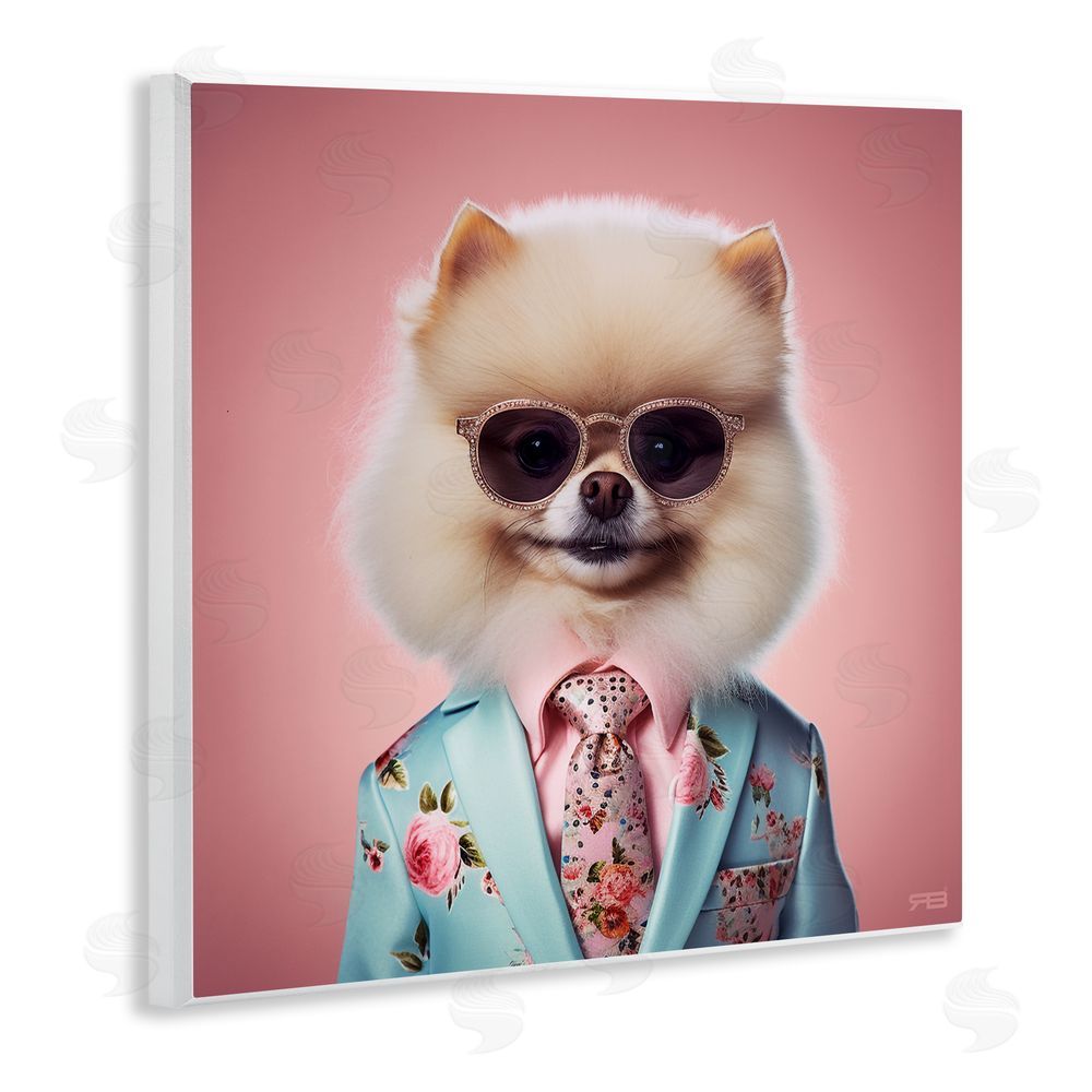 RB Dog in Chic Suit Wooden Wall Plaque Art Print