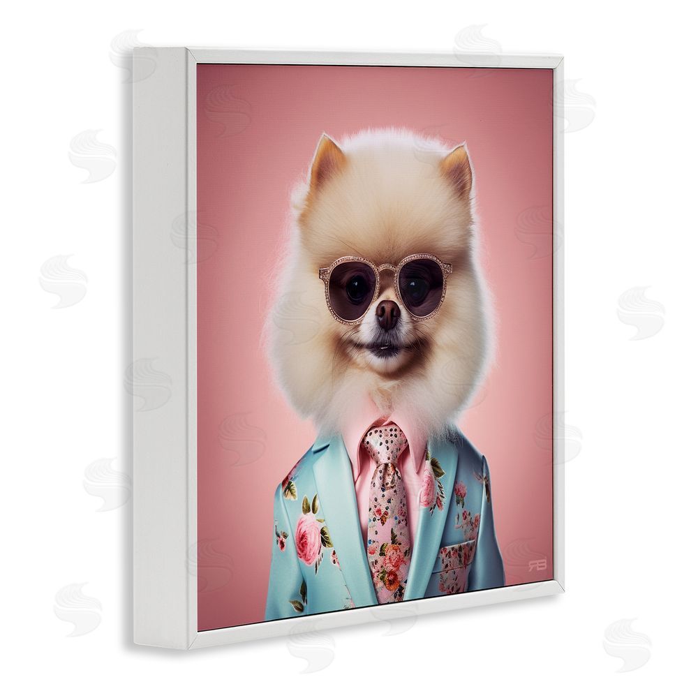 RB Dog in Chic Suit White Framed Glicee Wall Art Print