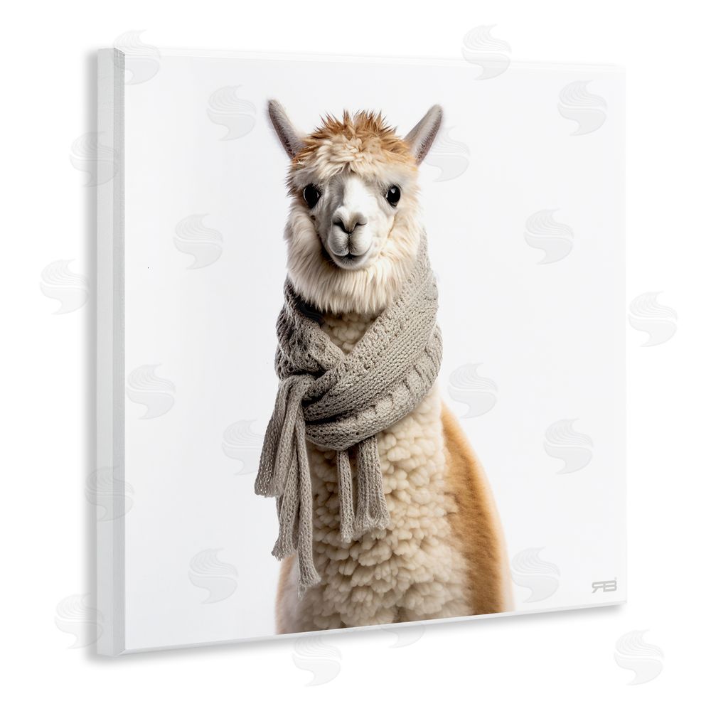 RB Llama Wearing Scarf Wooden Wall Plaque Art Print