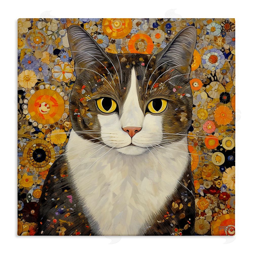 RB Mosaic Pattered Cat Stretched Canvas Wall Art Print