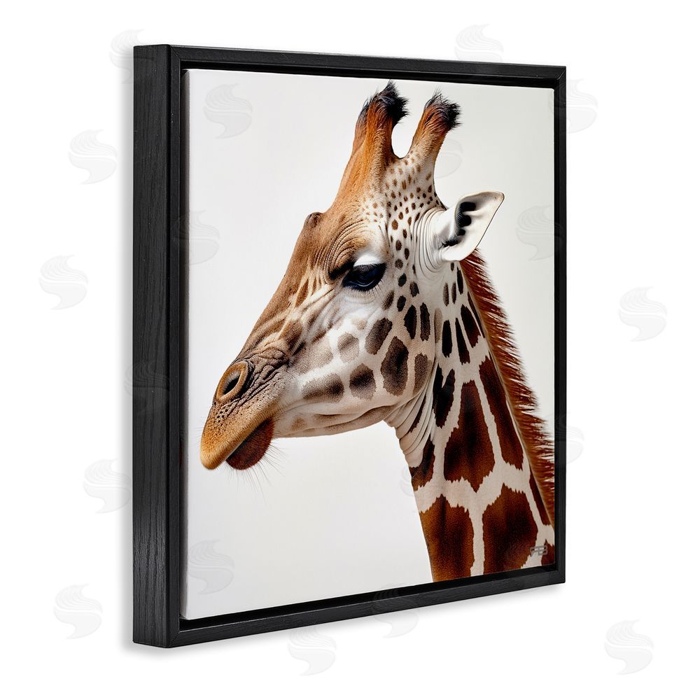 RB Traditional Giraffe Portrait Black Floating Frame Canvas Wall Art Print
