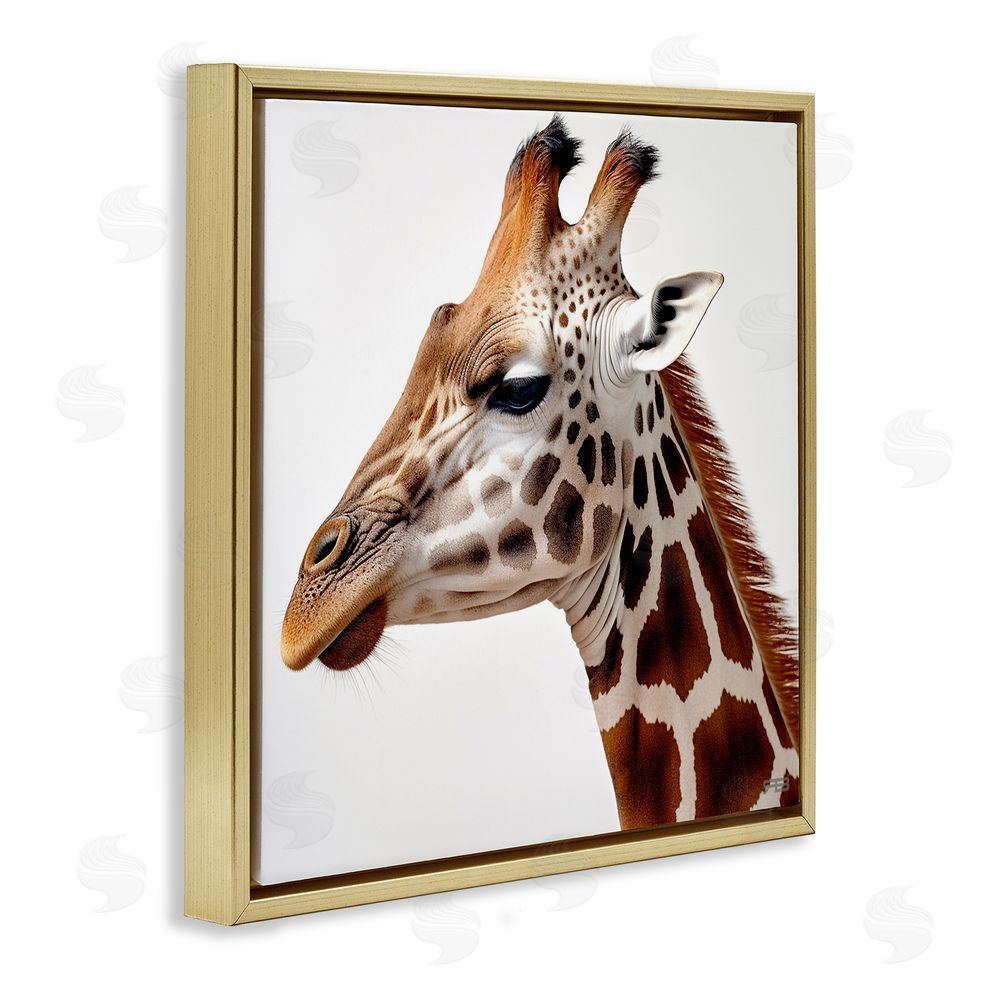 RB Traditional Giraffe Portrait Gold Floating Frame Canvas Wall Art Print