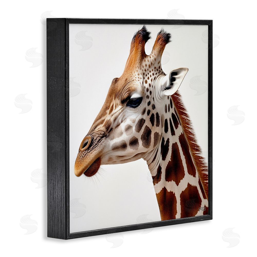 RB Traditional Giraffe Portrait Black Framed Glicee Wall Art Print