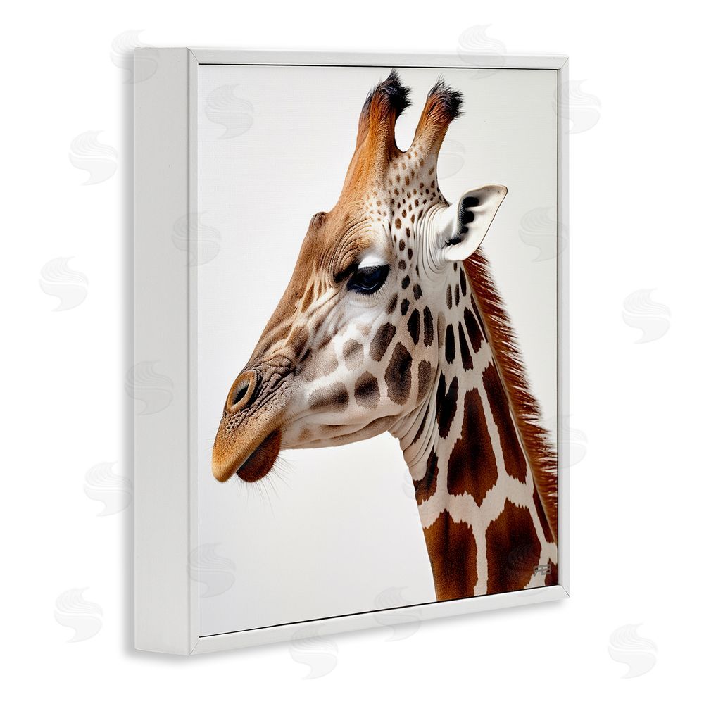 RB Traditional Giraffe Portrait White Framed Glicee Wall Art Print