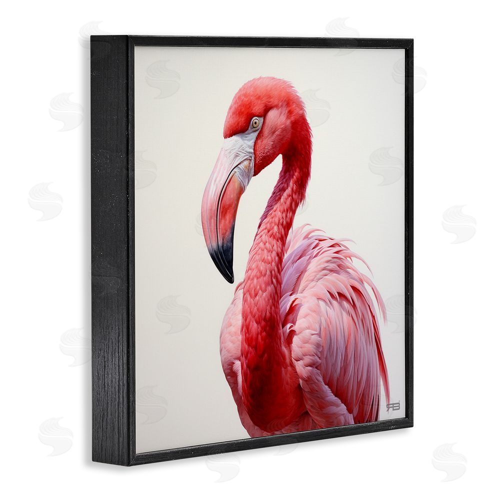 RB Traditional Flamingo Portrait Black Framed Glicee Wall Art Print