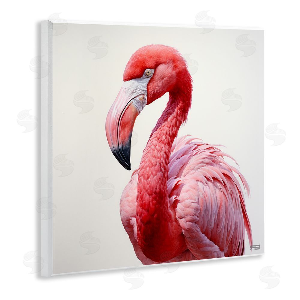 RB Traditional Flamingo Portrait Wooden Wall Plaque Art Print