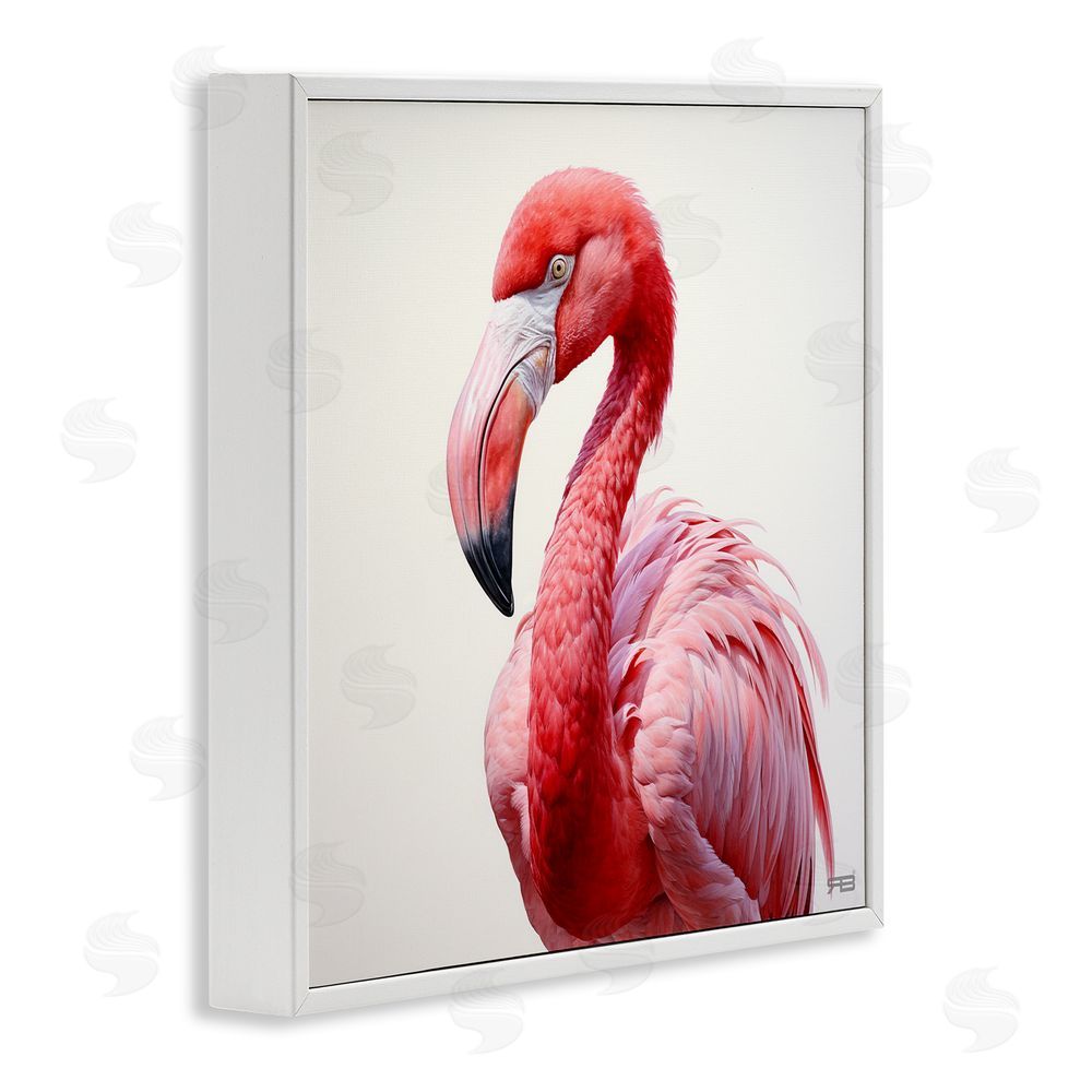 RB Traditional Flamingo Portrait White Framed Glicee Wall Art Print