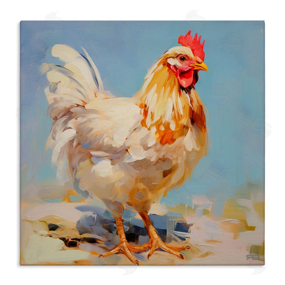 RB Abstract Hen Portrait Stretched Canvas Wall Art Print