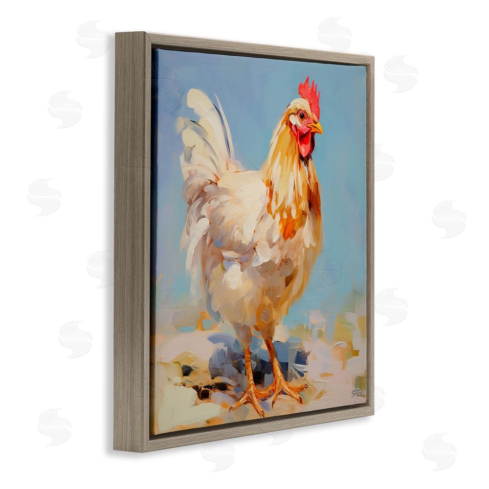 RB Abstract Hen Portrait Brown Floating Frame Canvas Wall Art Print